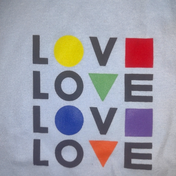 NWOT, Pride, Mighty Fine Brand Light Blue Love, T-Shirt Women Size M - Picture 3 of 3